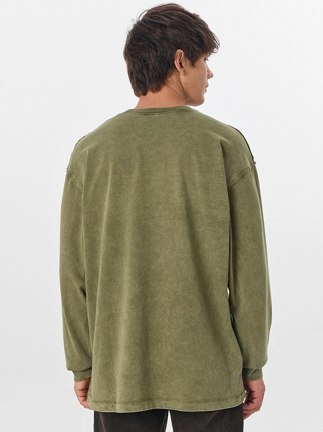 Лонгслив оверсайз мужской зеленый - 2