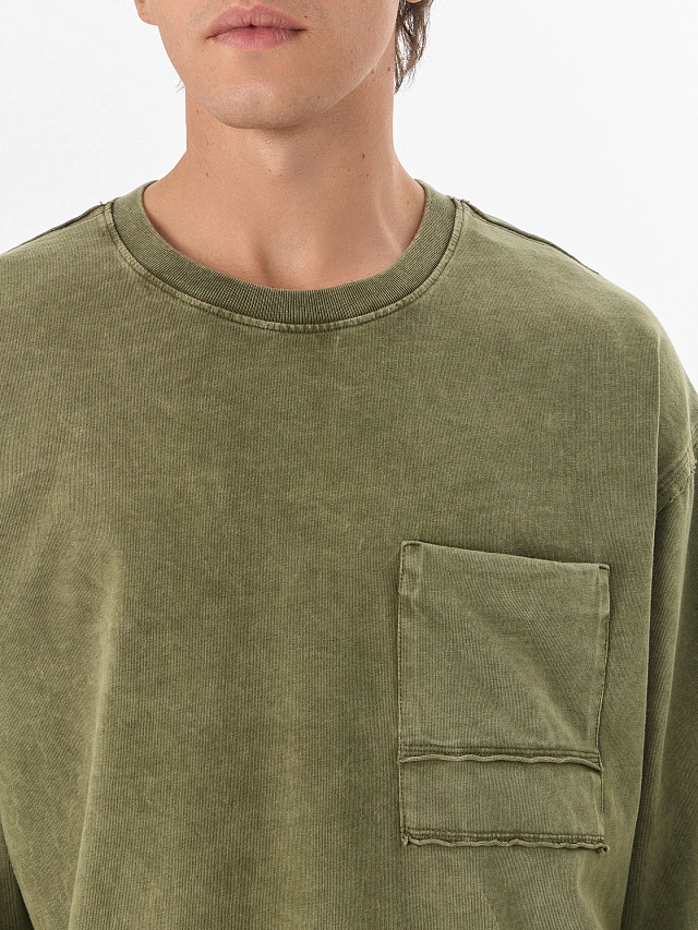 Лонгслив оверсайз мужской зеленый - 4