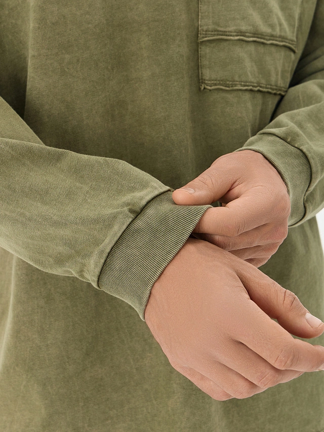 Лонгслив оверсайз мужской зеленый - 5