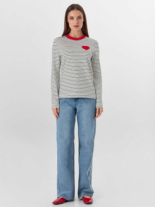 Джемпер женский в полоску с сердечком - 3