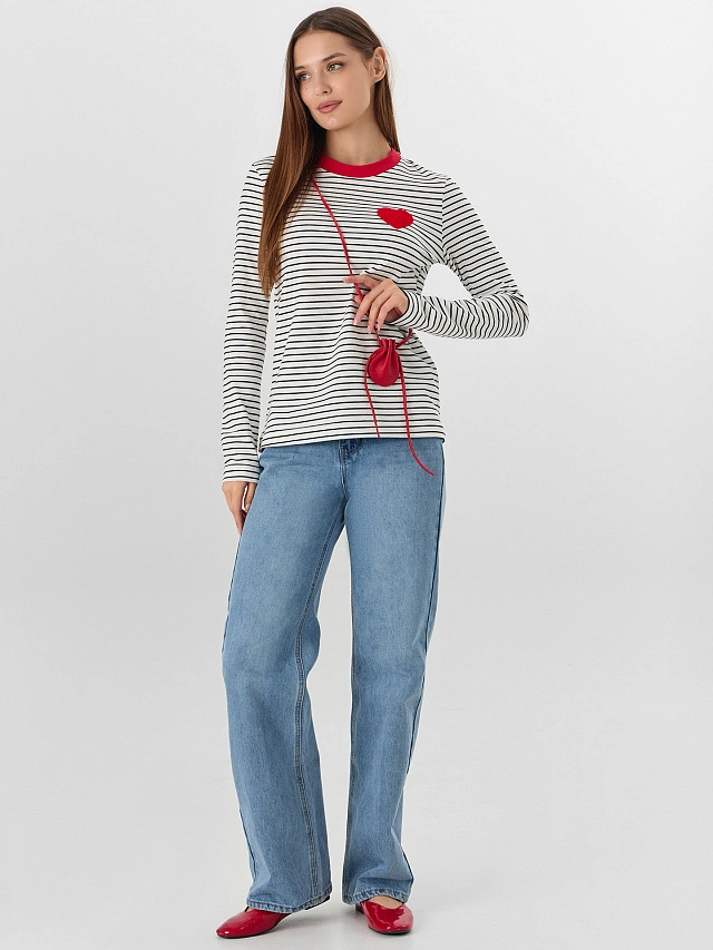 Джемпер женский в полоску с сердечком - 6