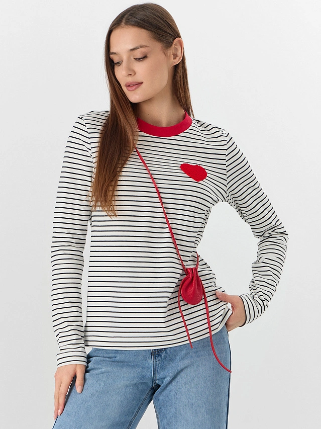 Джемпер женский в полоску с сердечком - 7