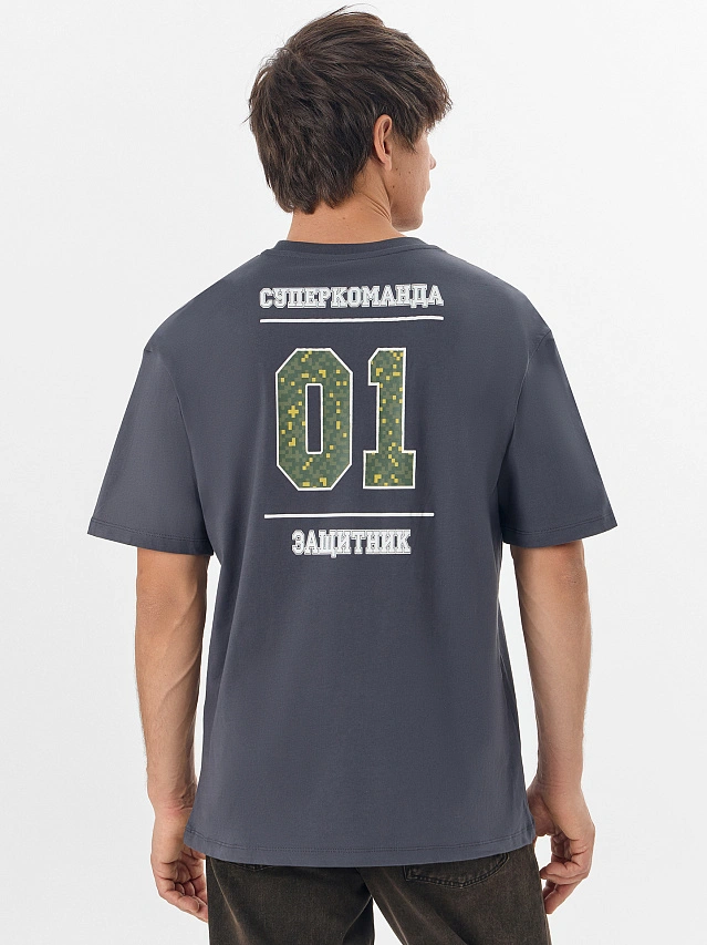 Футболка мужская серая с надписью - 2