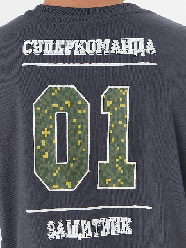 Футболка мужская серая с надписью - 3