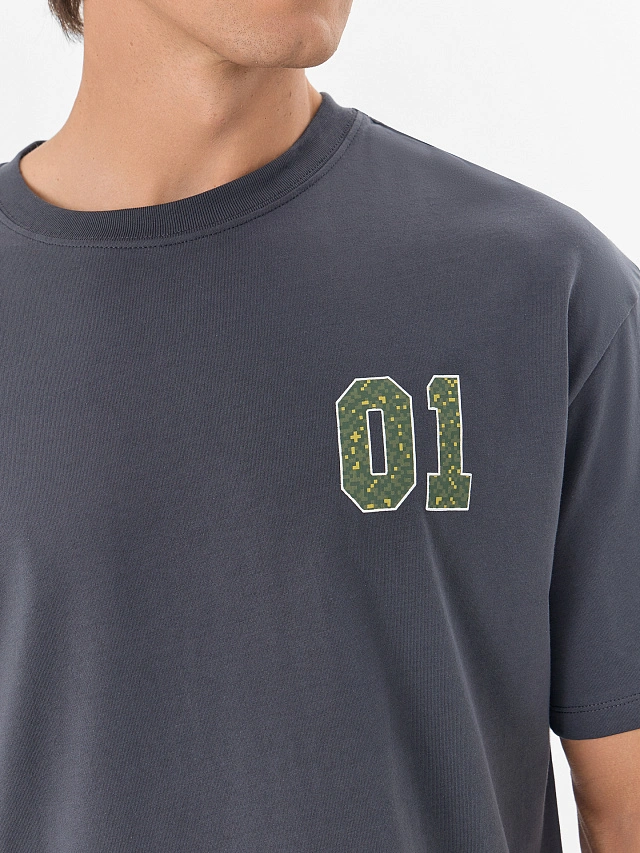 Футболка мужская серая с надписью - 5