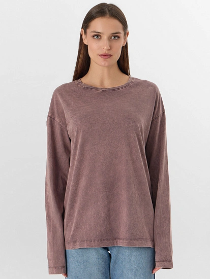 картинка Лонгслив женский коричневый с обработкой эйсид от магазина стильной одежды Mark Formelle