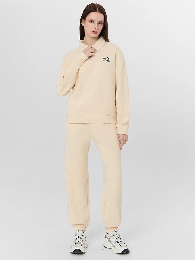 Джемпер женский молочный с застежкой-молнией - 8