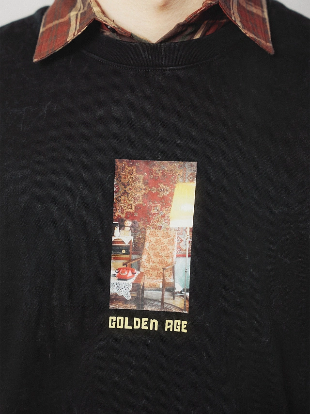 Футболка мужская черная с обработкой эйсид - 3