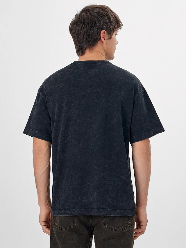 Футболка мужская черная с обработкой эйсид - 5