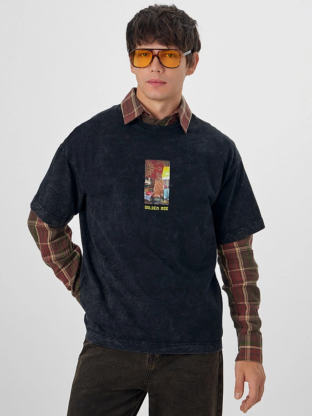 Футболка мужская черная с обработкой эйсид - 8