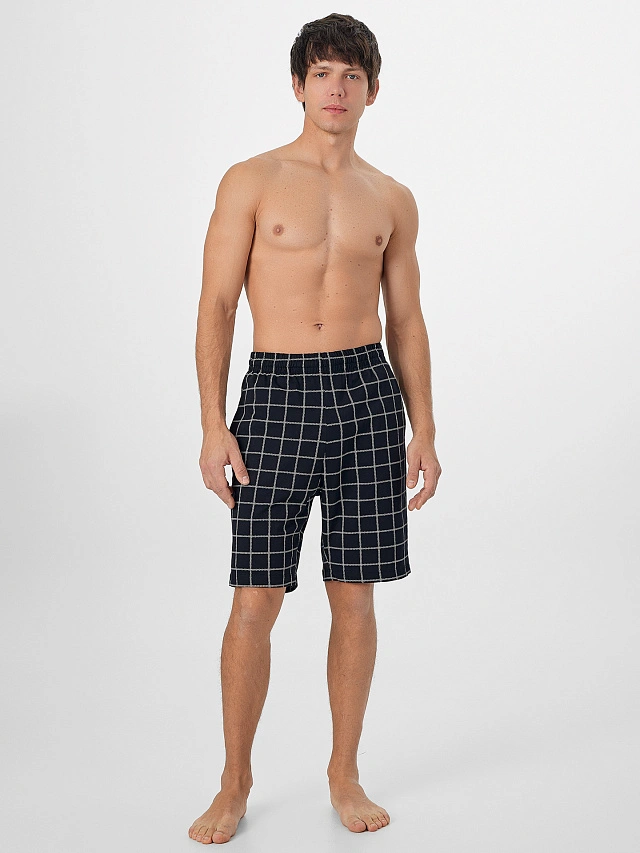 Шорты мужские домашние черные в клетку - 3