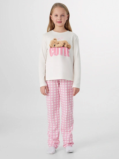 картинка Комплект для девочек розовый с надписью "Cutie beauty" от известного бренда одежды для девочек Mark Formelle