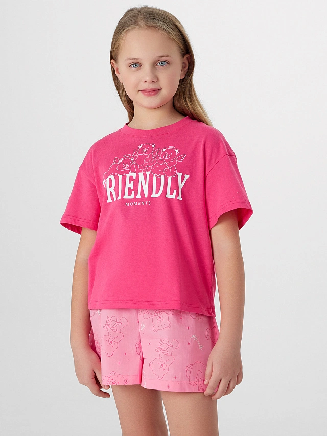 Комплект домашний для девочек с надписью "Friendly moments" - 3