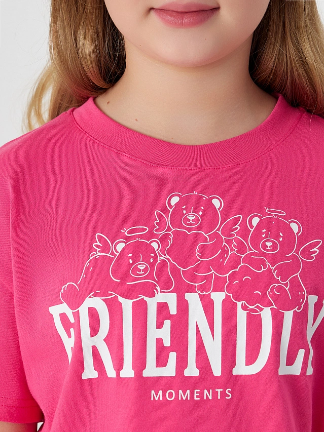 Комплект домашний для девочек с надписью "Friendly moments" - 4
