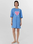 Туника домашняя женская синяя с надписью