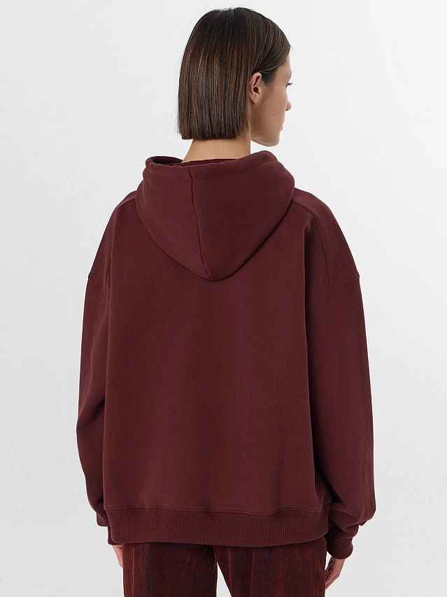 Теплое худи женское коричневое с начесом - 3