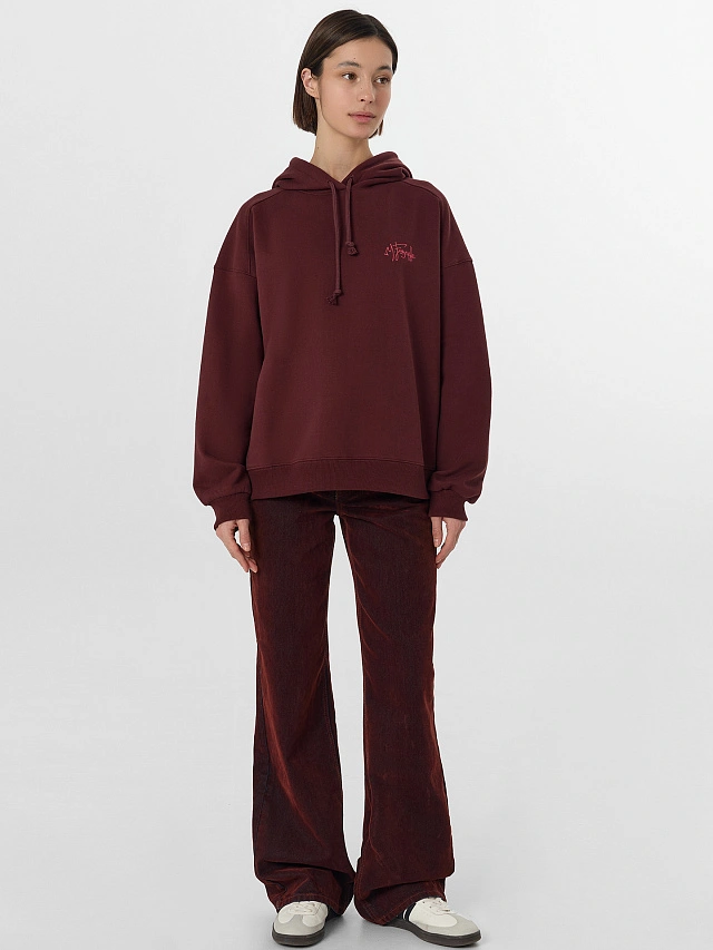 Теплое худи женское коричневое с начесом - 4