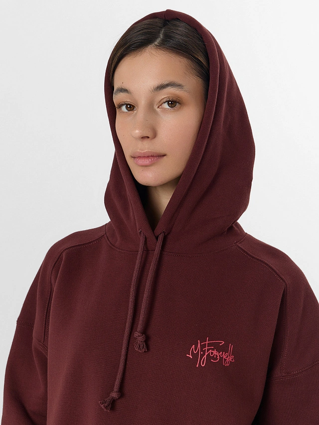 Теплое худи женское коричневое с начесом - 5