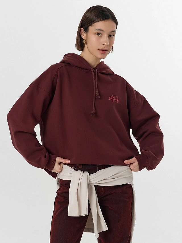 Теплое худи женское коричневое с начесом - 8