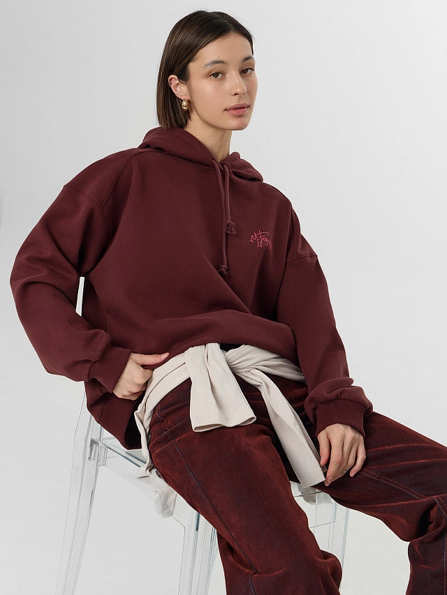 Теплое худи женское коричневое с начесом - 9