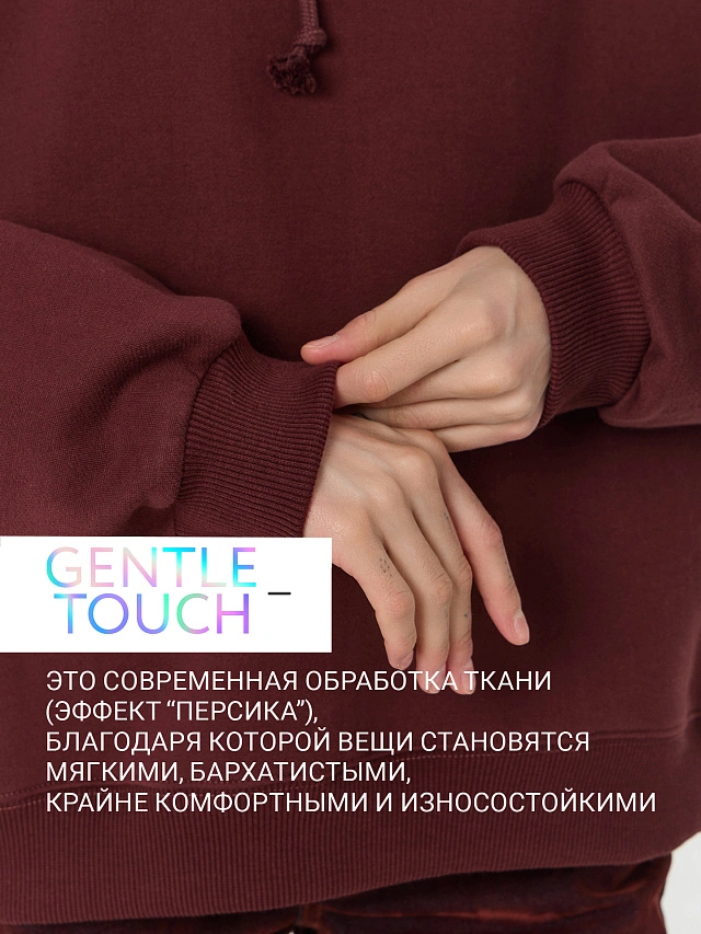 Теплое худи женское коричневое с начесом - 2