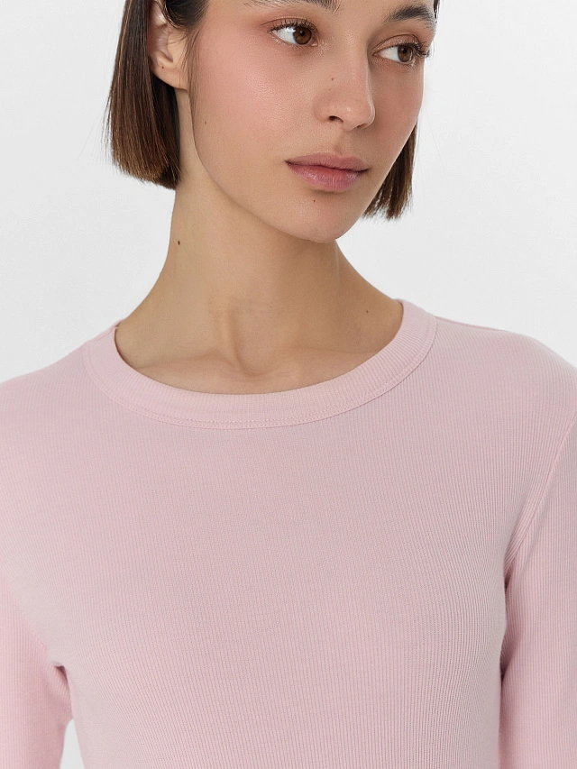 Лонгслив женский розовый - 4