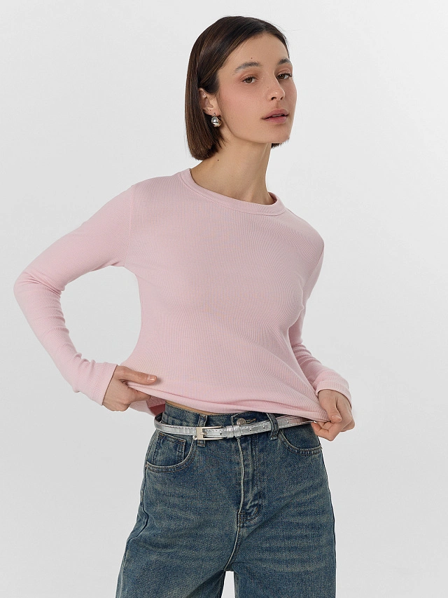 Лонгслив женский розовый - 5