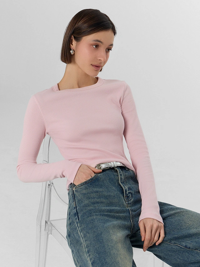 Лонгслив женский розовый - 6