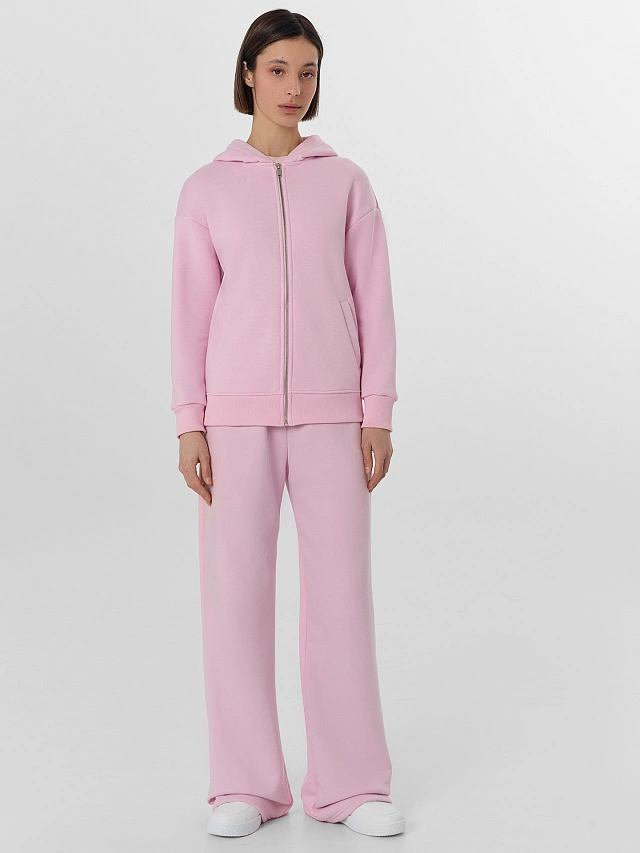 Толстовка женская розовая на молнии - 4