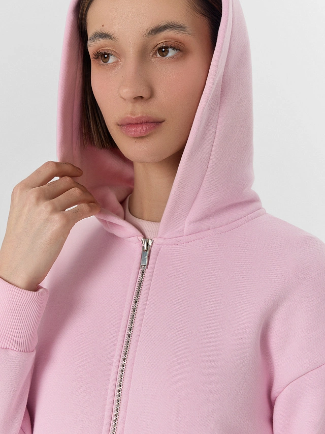 Толстовка женская розовая на молнии - 5