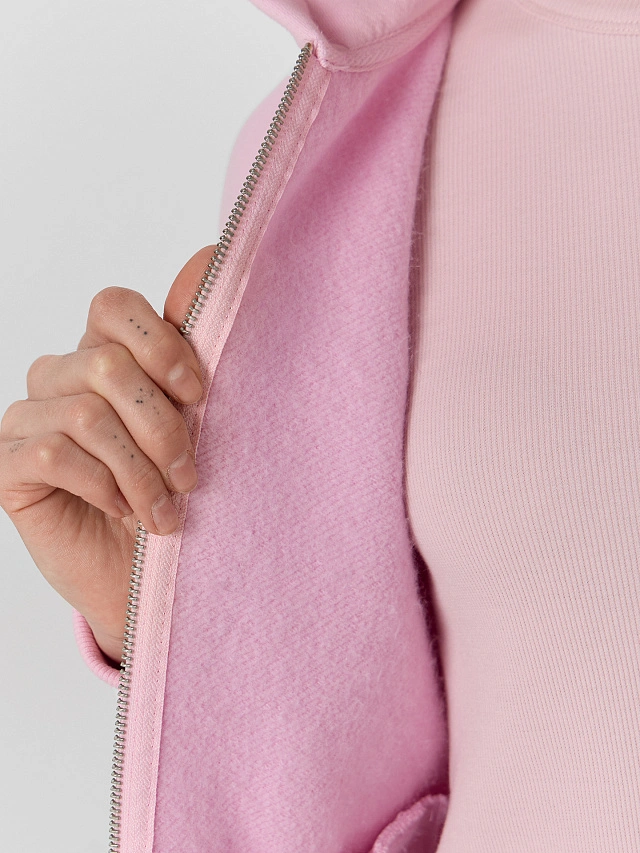 Толстовка женская розовая на молнии - 8