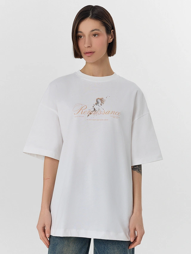 Футболка женская оверсайз белая - 4