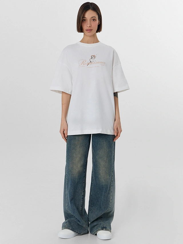 Футболка женская оверсайз белая - 6