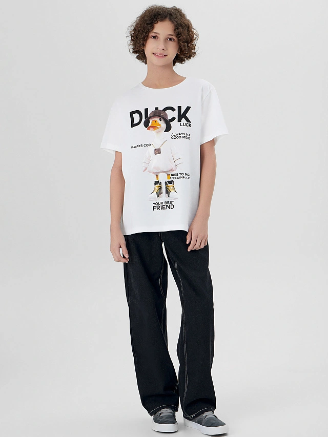 Футболка для мальчиков белая с принтом - 4