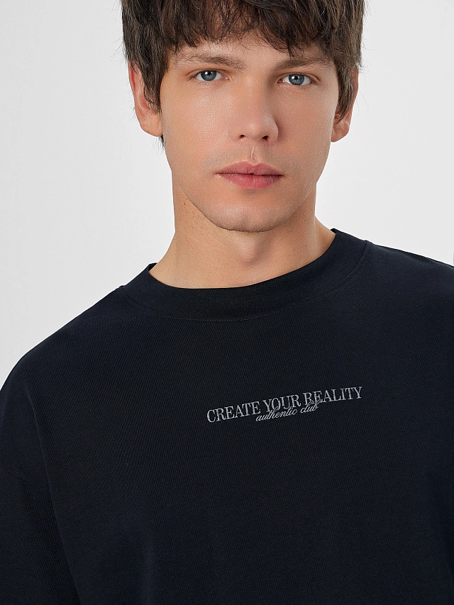 Футболка мужская черная с надписью - 7