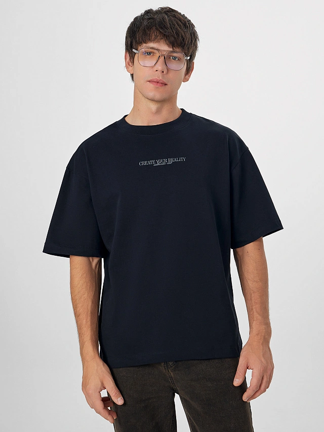 Футболка мужская черная с надписью - 11