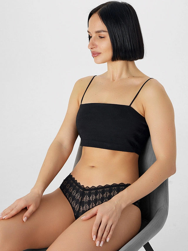 Трусы слипы женские черные кружевные - 8