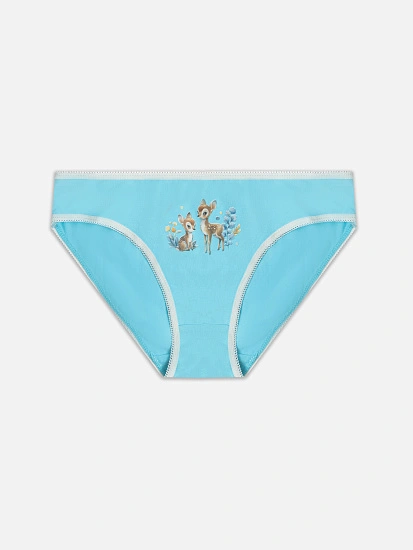 картинка Трусы слипы для девочек голубые с принтом от известного бренда одежды для девочек Mark Formelle