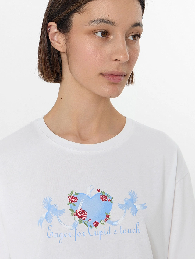 Комплект домашний женский голубой с принтом - 4