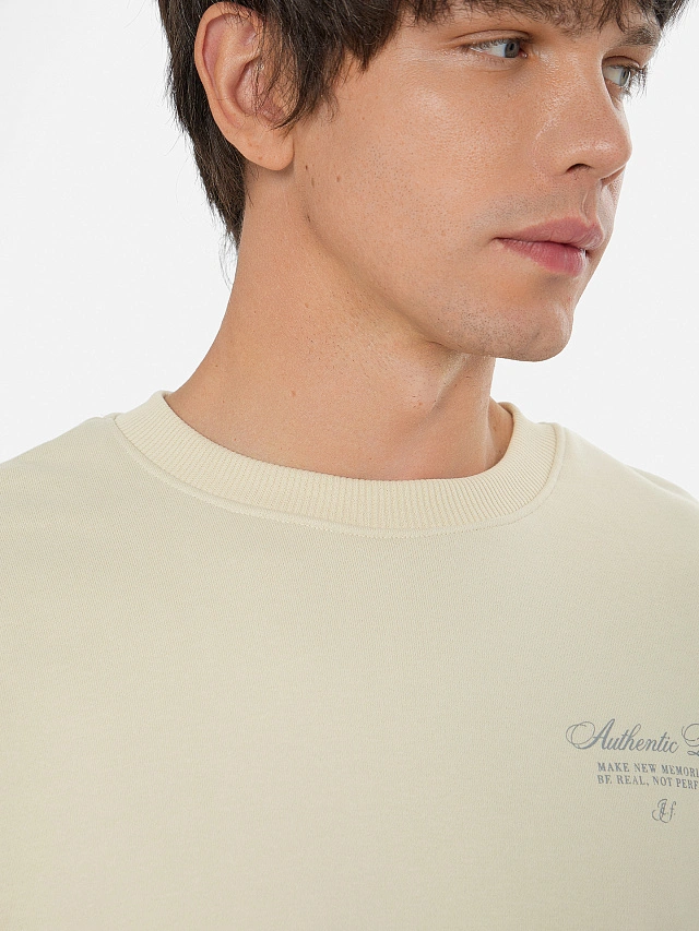 Свитшот мужской бежевый с надписью - 8