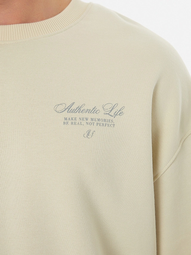 Свитшот мужской бежевый с надписью - 9