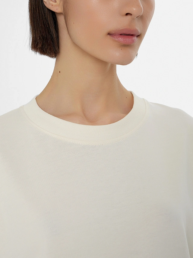 Футболка оверсайз женская бежевая с надписью - 5