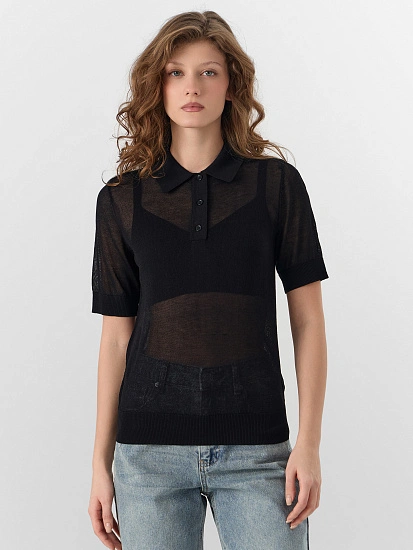 картинка Джемпер женский черный с короткими рукавами от магазина стильной одежды Mark Formelle