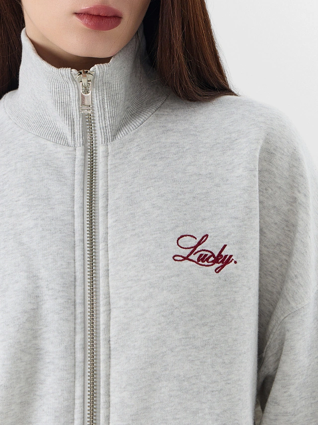 Толстовка женская серая с начесом на молнии - 6