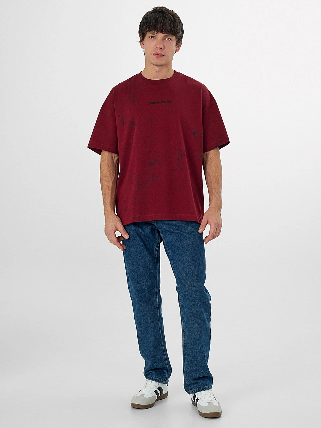 Футболка мужская бордовая с надписью - 4