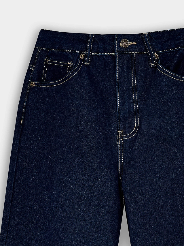 Джинсы женские wide leg темно-синие - 7