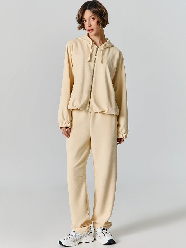 Толстовка женская бежевая на молнии - 3