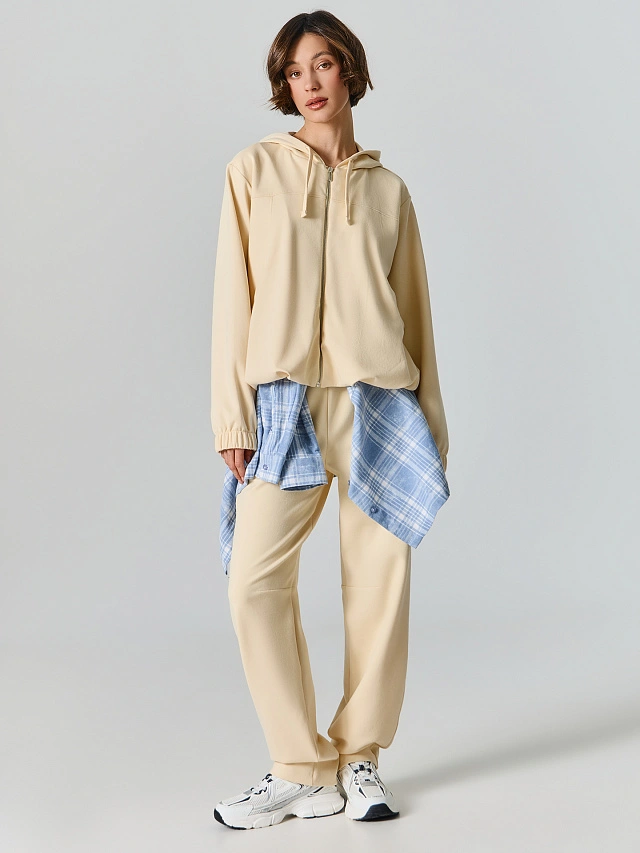 Толстовка женская бежевая на молнии - 6