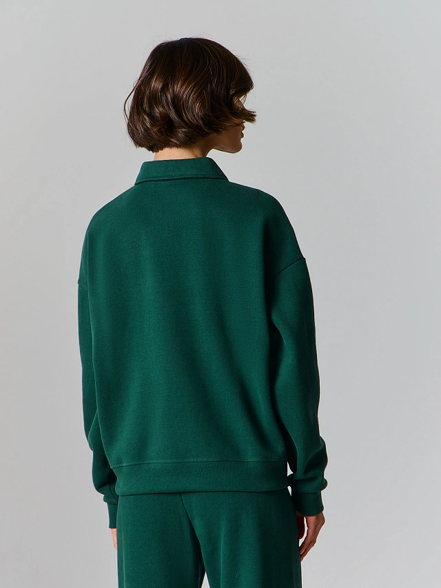 Джемпер женский зеленый с застежкой-молнией - 4