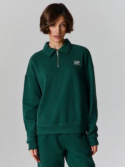 картинка Джемпер женский зеленый с застежкой-молнией от магазина стильной одежды Mark Formelle